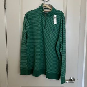NWT Ralph Lauren quarter zip pullover with green on green horizontal stripes